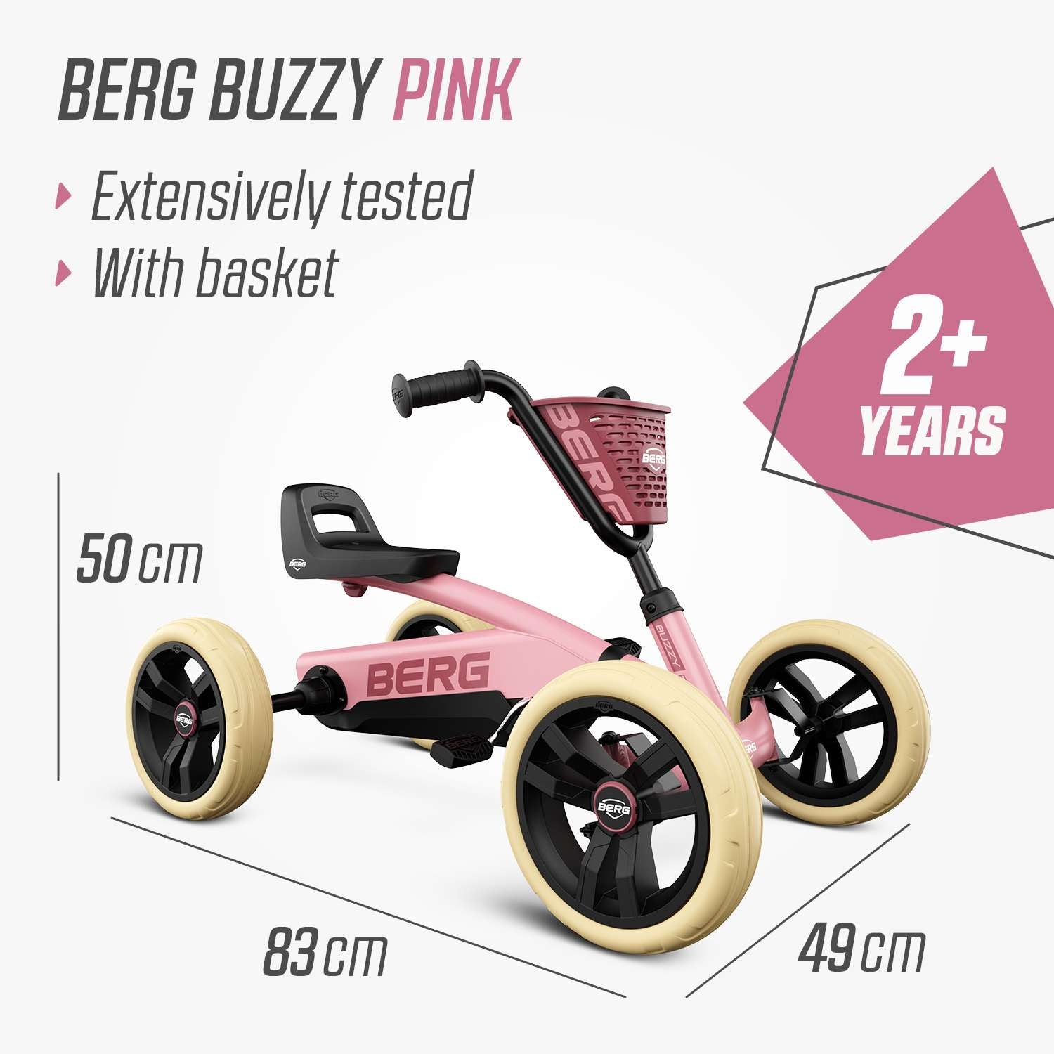 berg buzzy pedal go kart Pink _frame_width:number:142 Adjustable The easily adjustable Größe:M (7-8) 100 Stk. Cube Stereo Hybrid Bearings